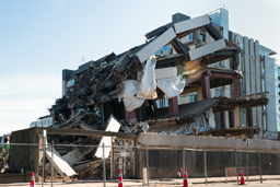 Earthquake-damaged commercial building